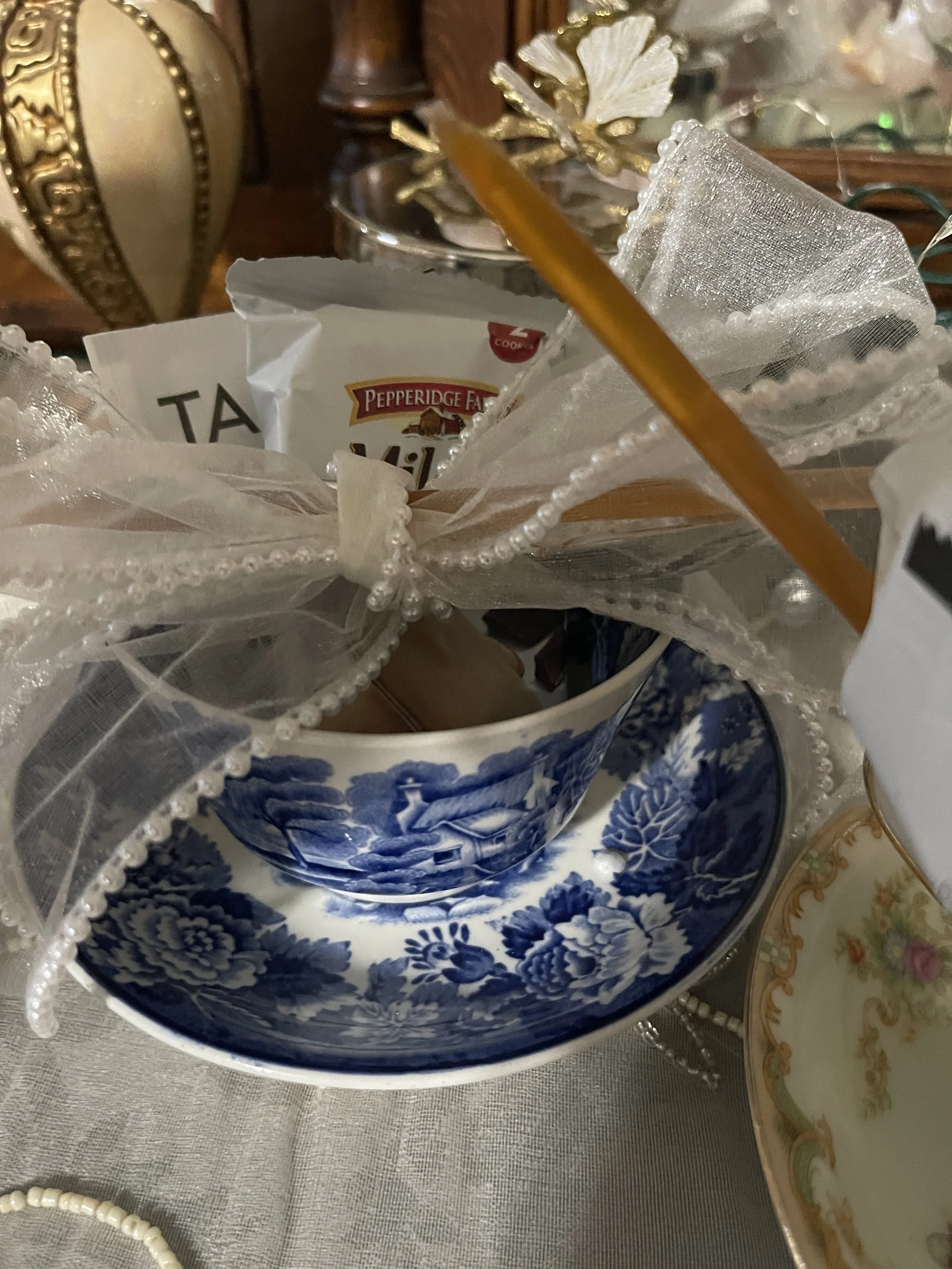 Vintage Blue And White English Scenery Teacup and Saucer Enoch Woods