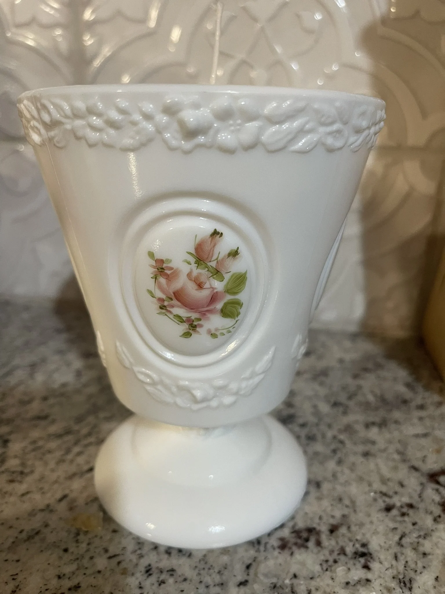 Hand‑Painted Porcelain Rose Goblet Candle — Rose Scented