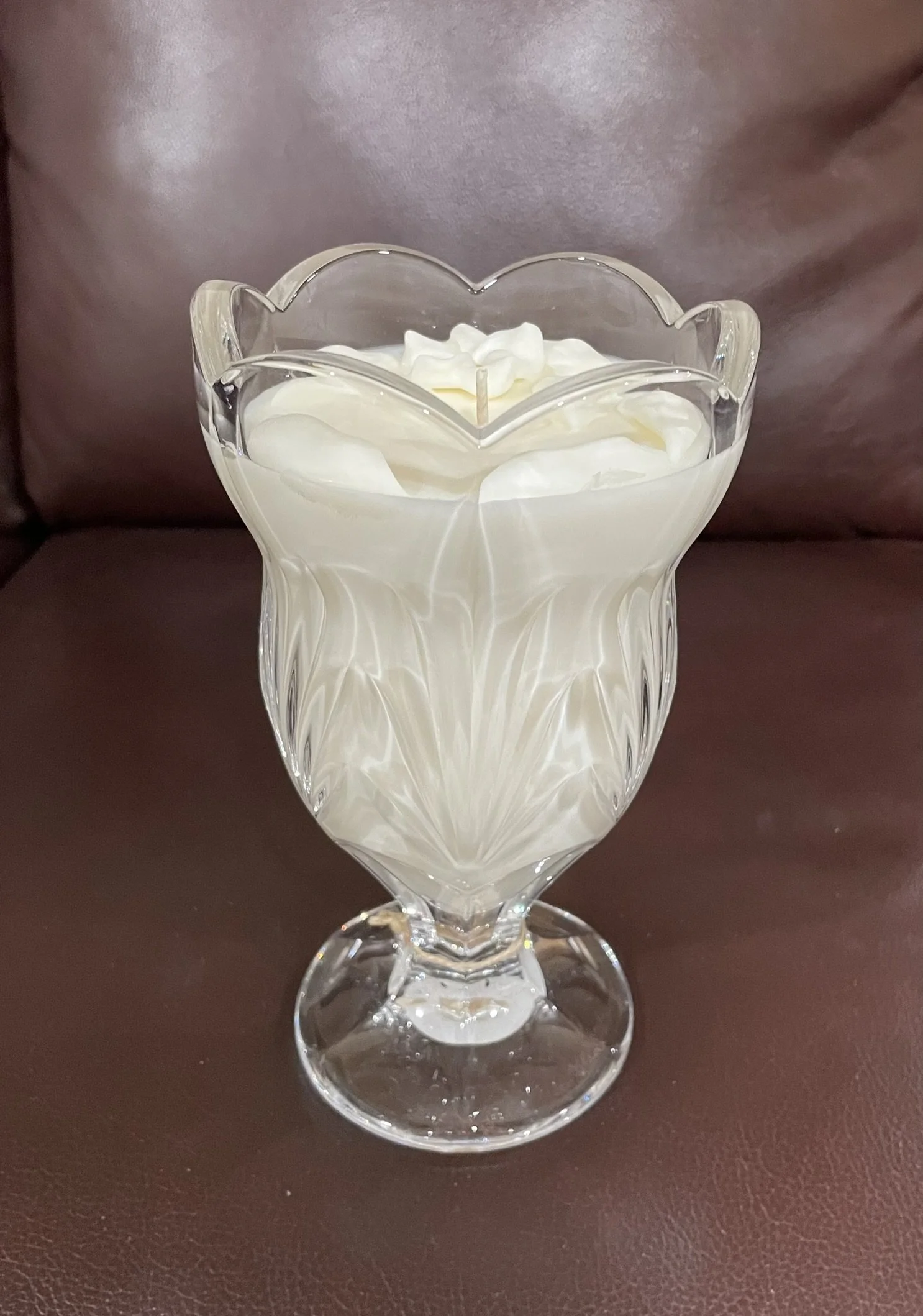 Glass Tulip Vase with flowers  - unscented