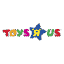 Toys 'R' Us logo with colorful letters and a blue star in the middle