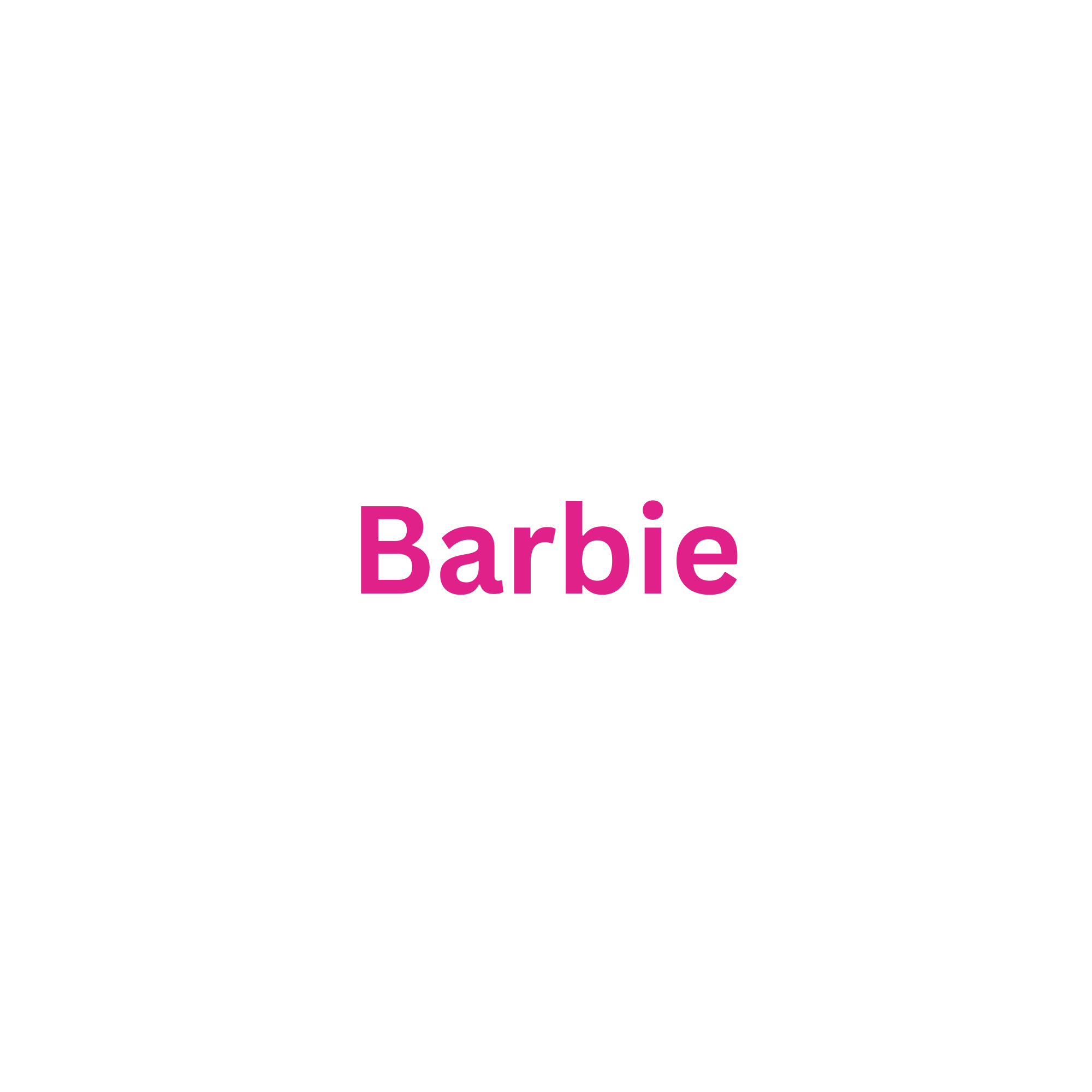 Close-up of a pink Barbie doll's face and blue outfit with floral patterns.