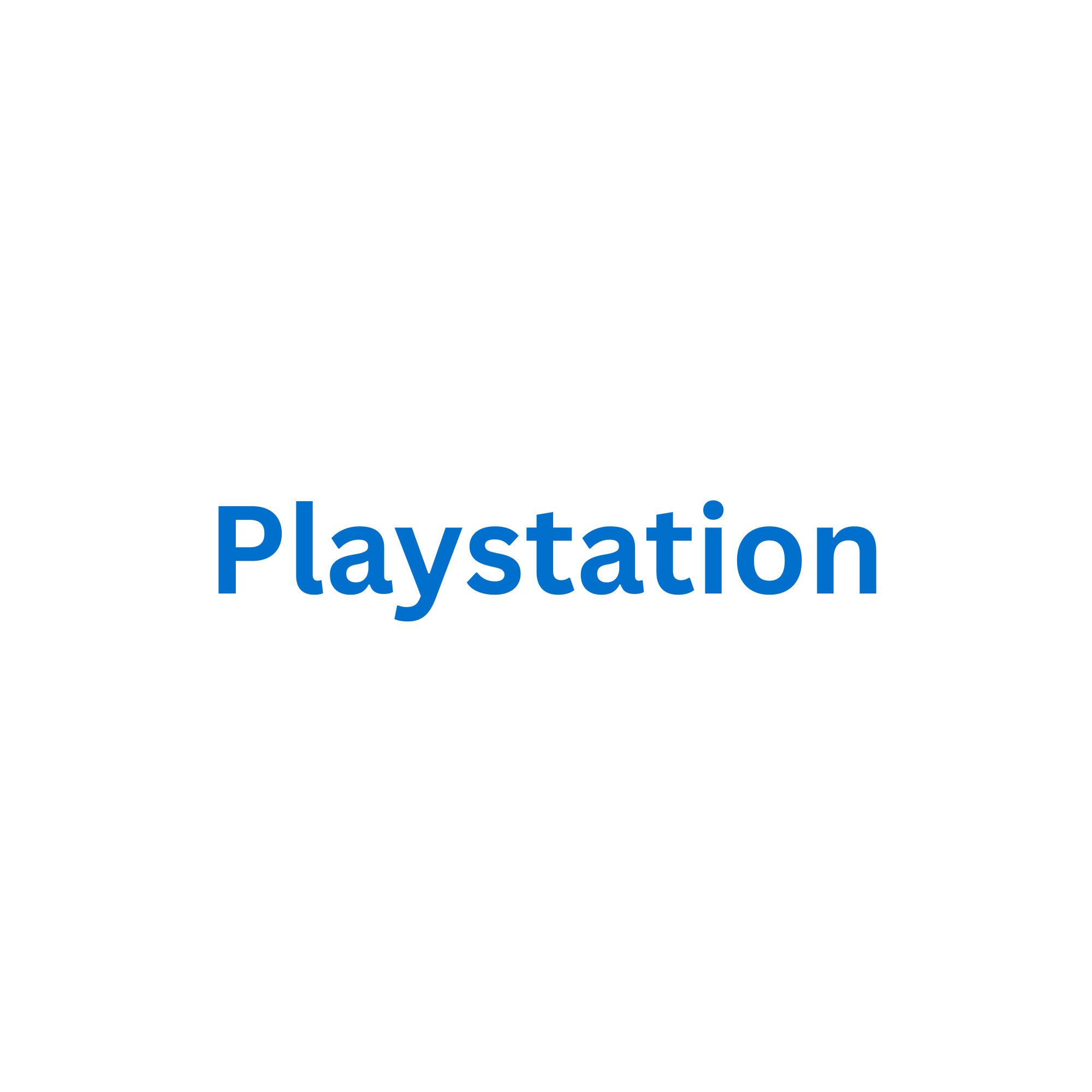 PlayStation logo in blue text on a white background.