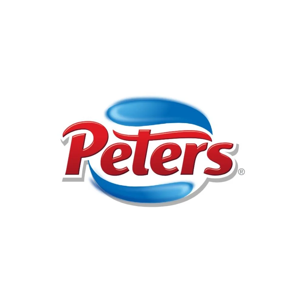 The logo of Peters, a water brand, featuring the word "Peters" in red with a blue and white swirl design around it.