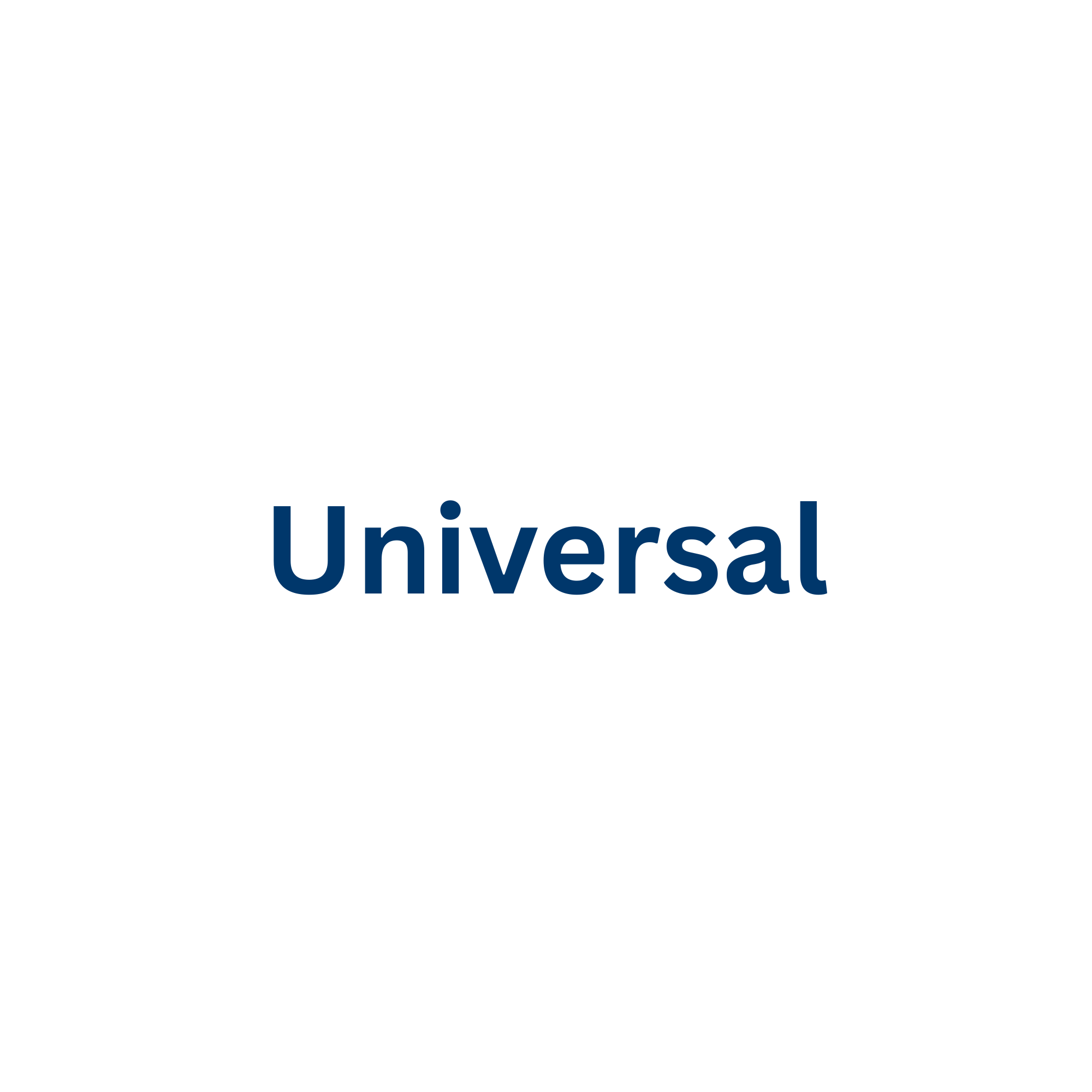 The image features the Universal Pictures logo with the word "Universal" written in dark blue on a white background.