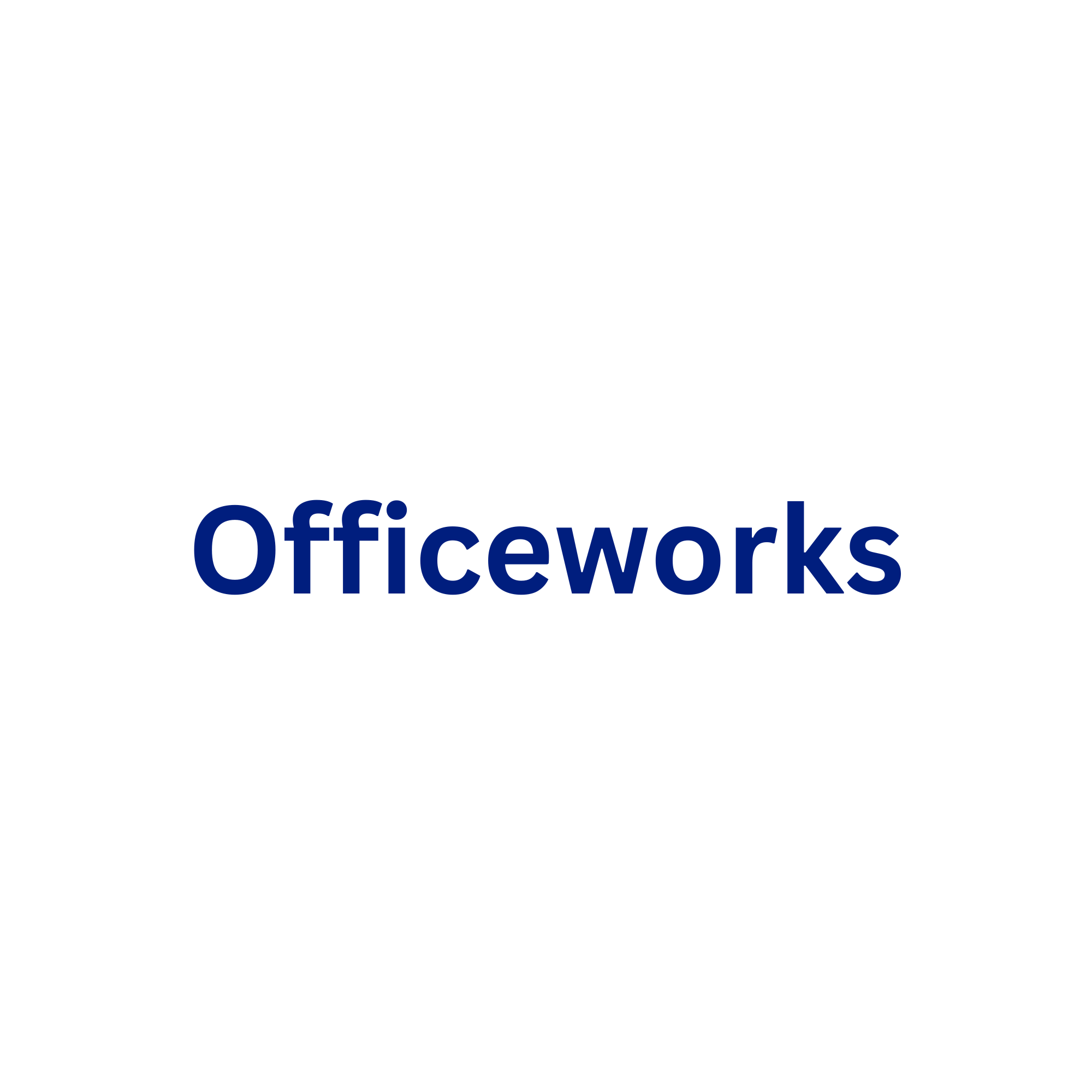 Text that reads 'officeworks' in blue on a white background.