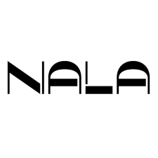 Stylized black text spelling 'NALA' on a white background