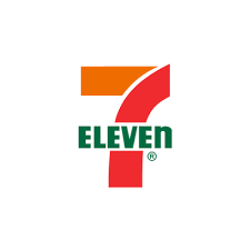 7-Eleven logo with the number 7 in orange and red, and the word 7-Eleven in green.