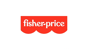 Fisher-Price logo in white text on a red background.