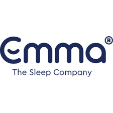 Emma The Sleep Company logo with blue text on a white background.