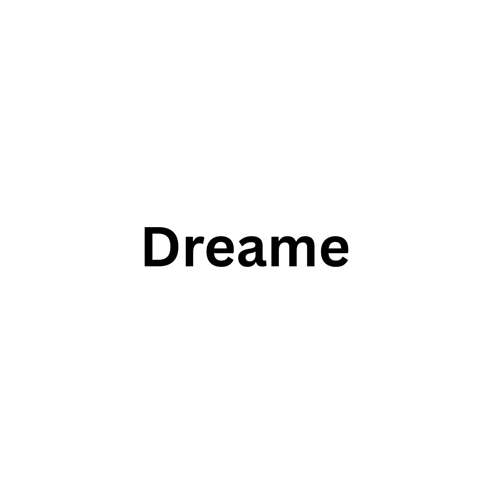 Blank white banner with the word "Dreame" in large bold black letters at the bottom.