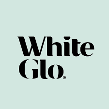 White Glo logo with black text on a light green background.
