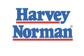 Harvey Norman logo with blue text and red underline