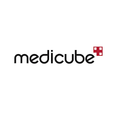 Medicloud logo with black lowercase text and a red cross symbol