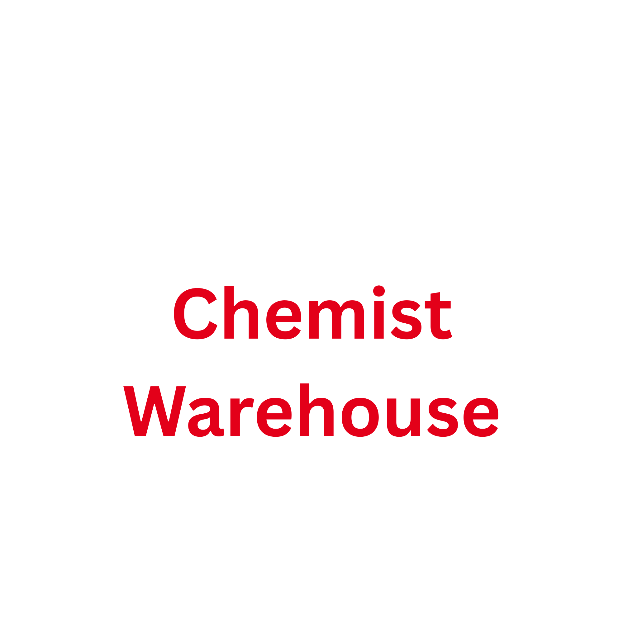 Text reads 'Chemist Warehouse' with some partial red text visible in the background.