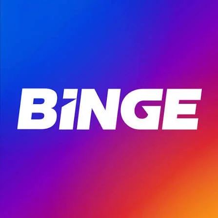 Binge logo on a colorful gradient background.