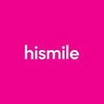 Pink background with the word 'hismile' in white text.