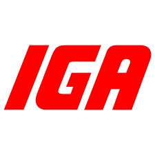 IGA logo in red text