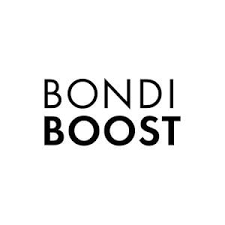 Bondi Boost logo with text in black on a white background.