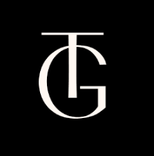 Black background with a white intertwined T and G logo