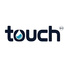 The word "touch" with a water droplet inside the letter "o".