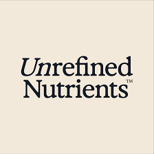 Unrefined Nutrients logo with black text on a beige background.
