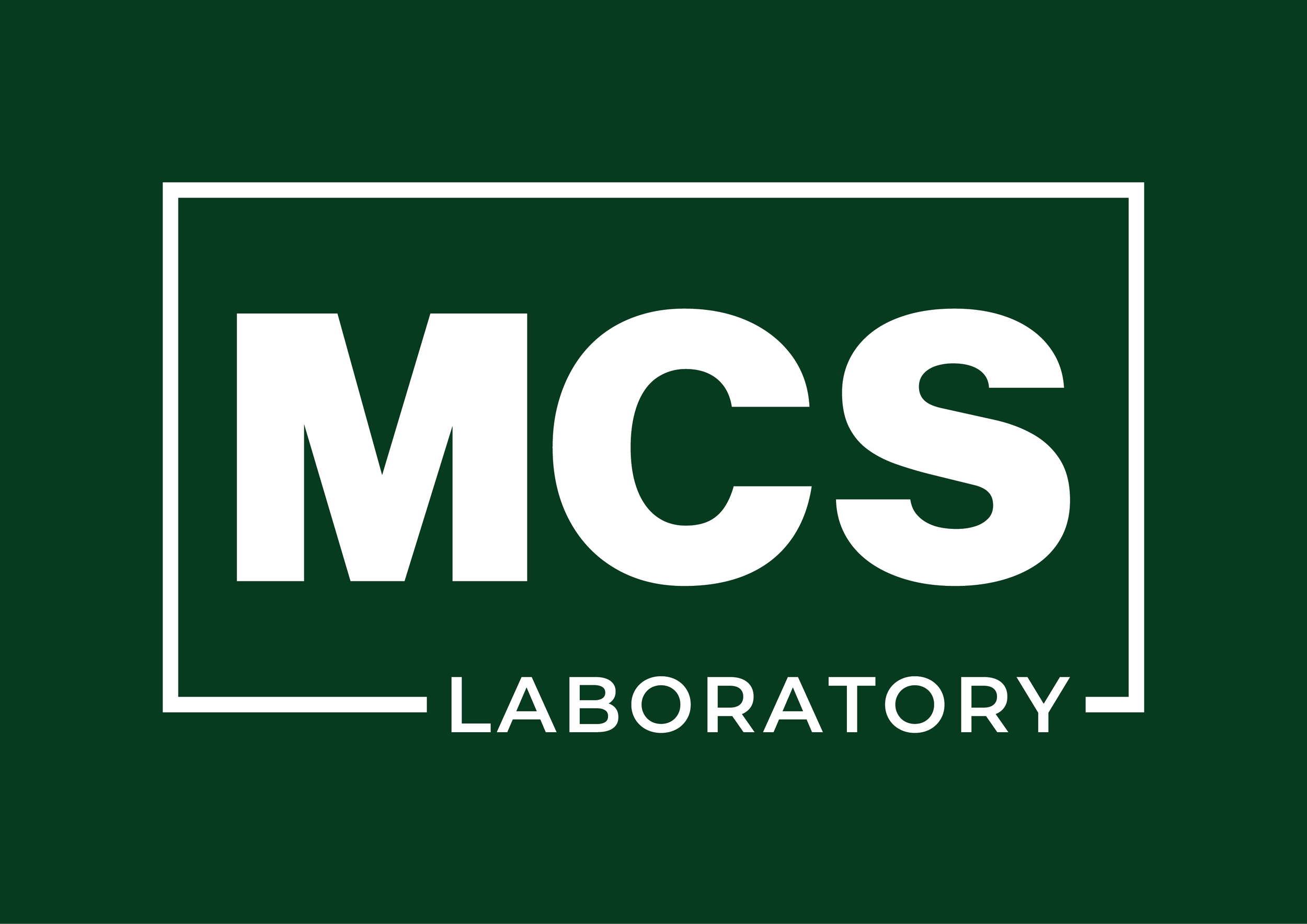 Logo of the MCS Laboratory with white text on a dark green background.