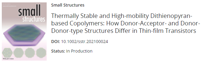 Small Structures Paper Accepted (May 23, 2021)