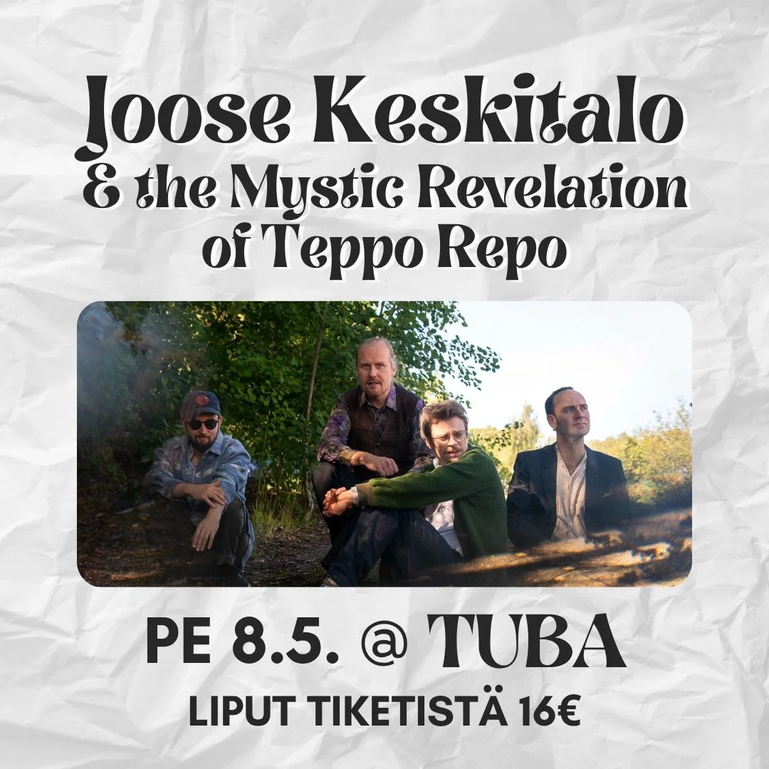 Joose Keskitalo &amp; the Mystic Revelation of Teppo Repo t&auml;m&auml;n viikon perjantaina 8.5. Tubassa! 🔥 Savonlinnalainen folkin mestari Joose Keskitalo on yksi 2000-luvun merkitt&auml;vimmist&auml; suomalaisista laulaja-lauluntekij&ouml;ist&aum