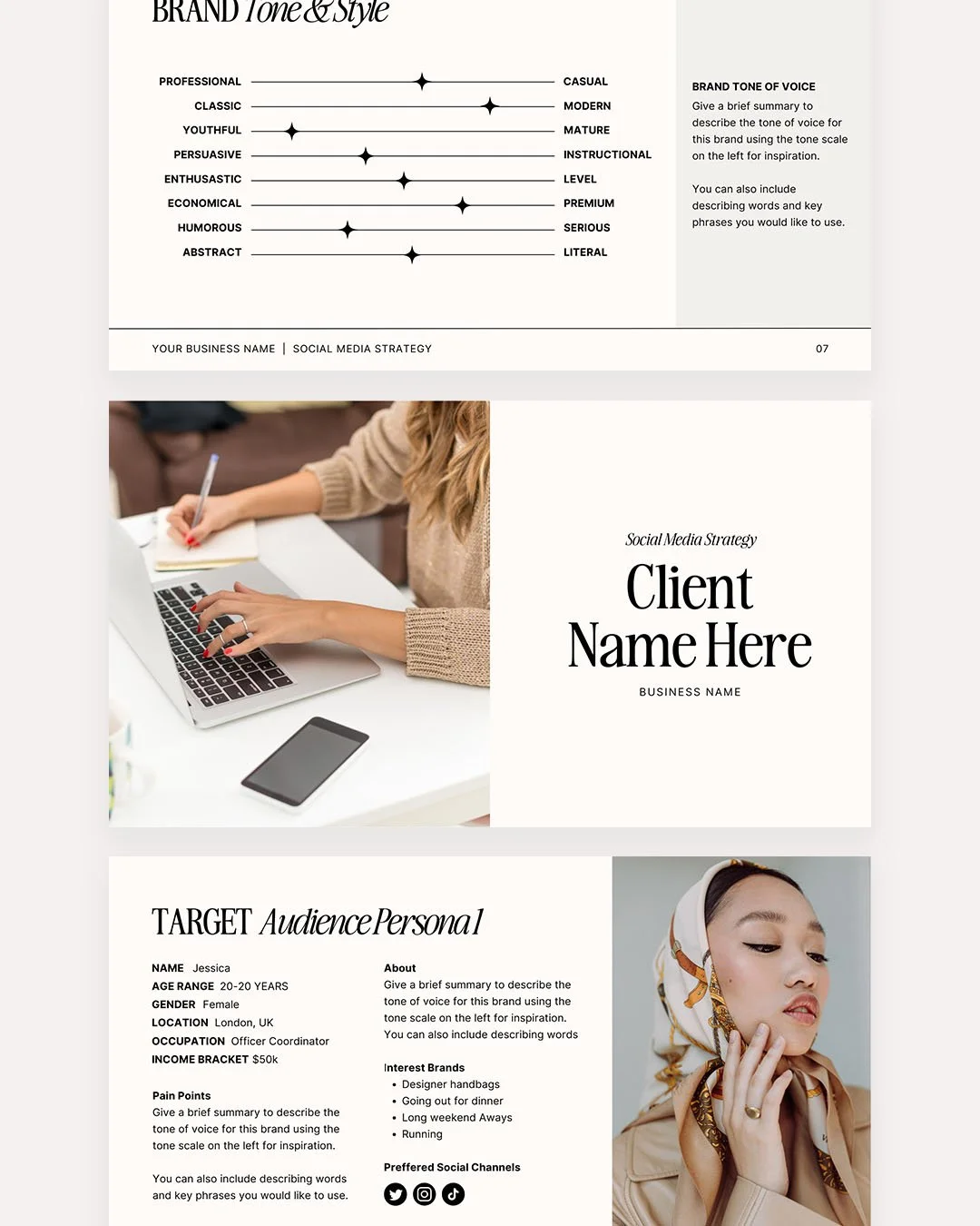 Social Media Strategy Template For Canva Neutral Edit