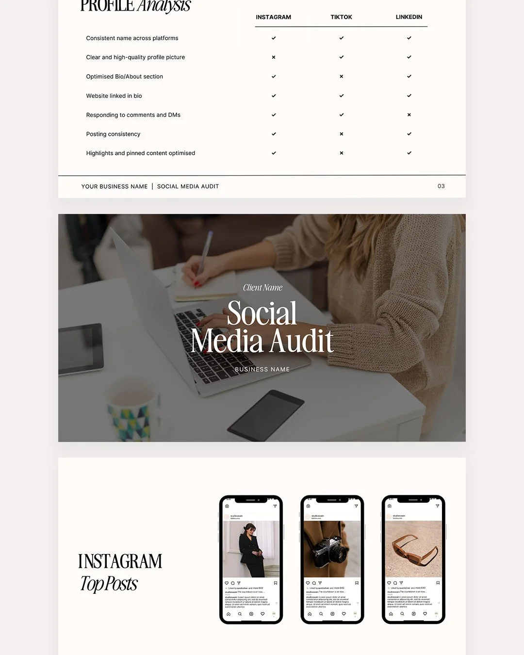 Social Media Audit Template For Canva Neutral Edit