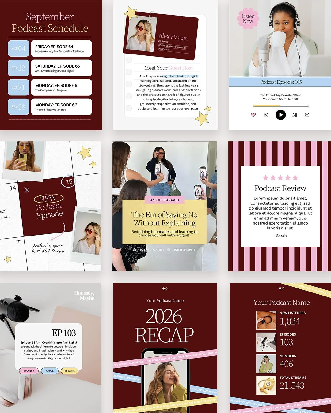 Podcaster Set of 21 Instagram Posts & Stories