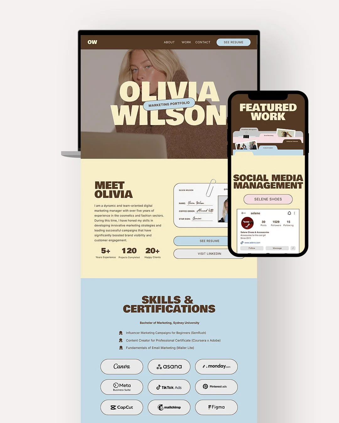 Marketing Portfolio One Page Canva Template