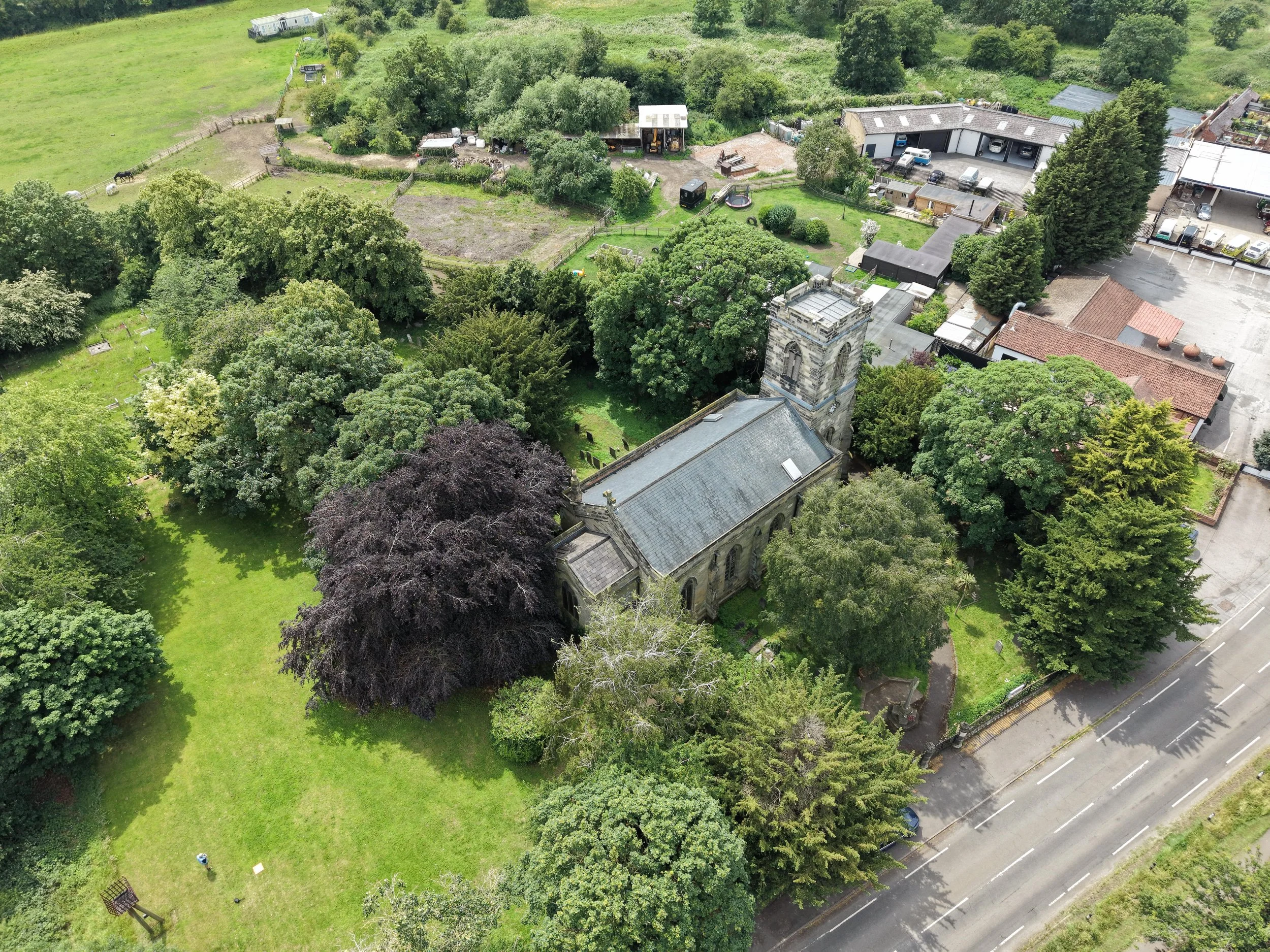 Historic Church captured from above