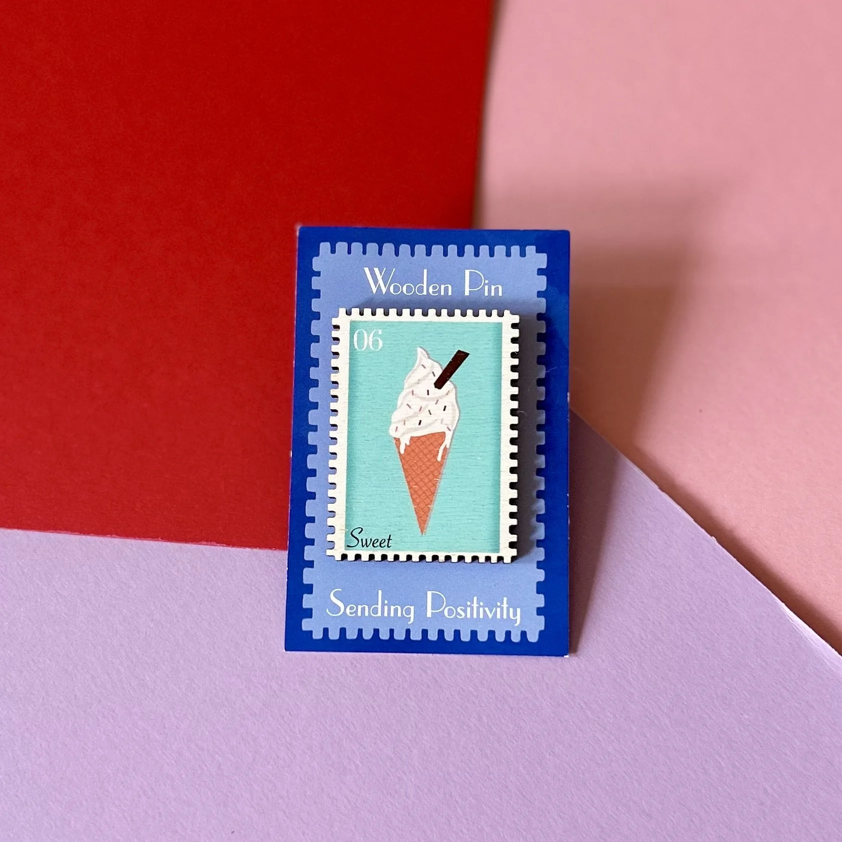 Sweet Ice Cream Wooden Stamp Pin