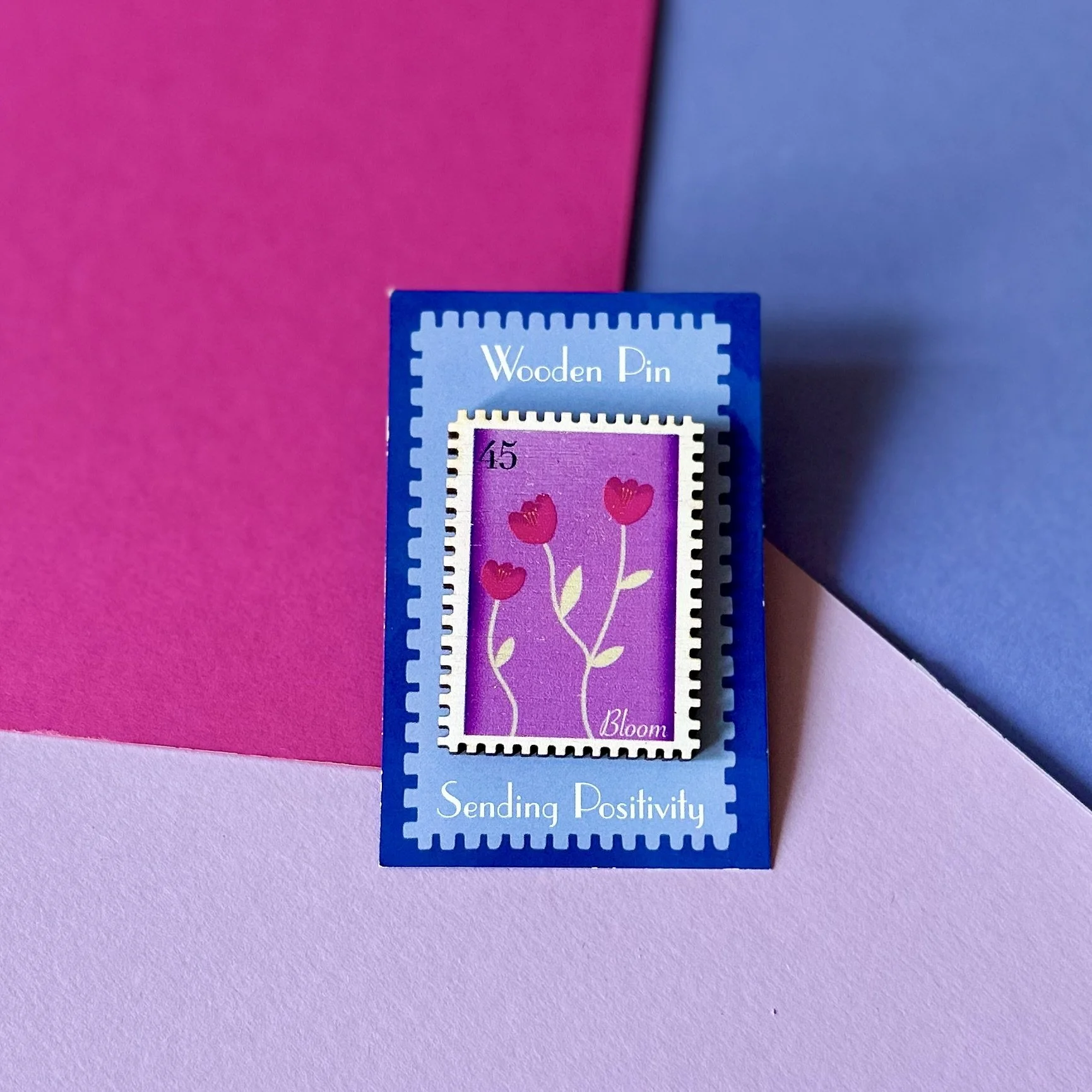 Bloom Flower Wooden Stamp Pin