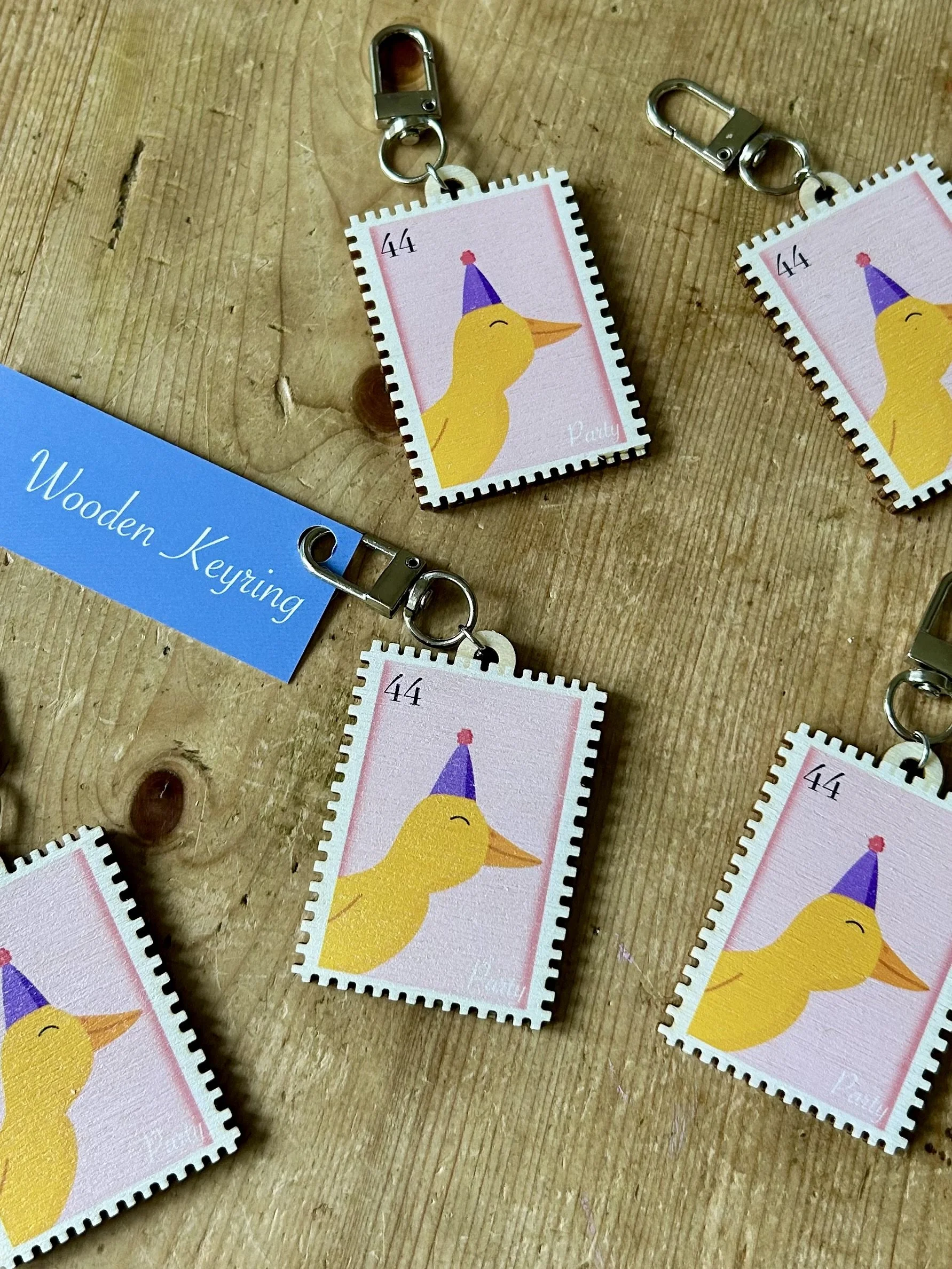 Party Wooden Stamp keyring