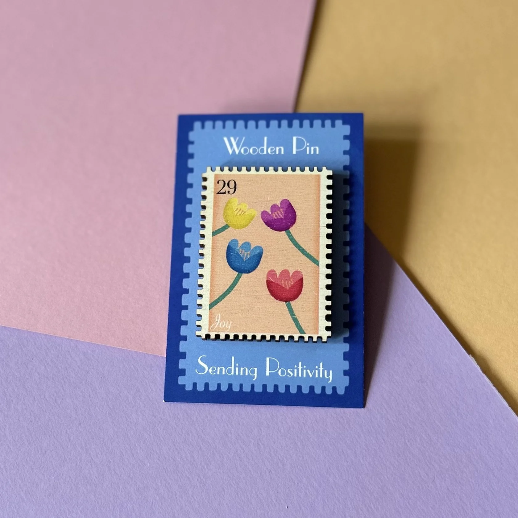Joy Wooden Stamp Pin
