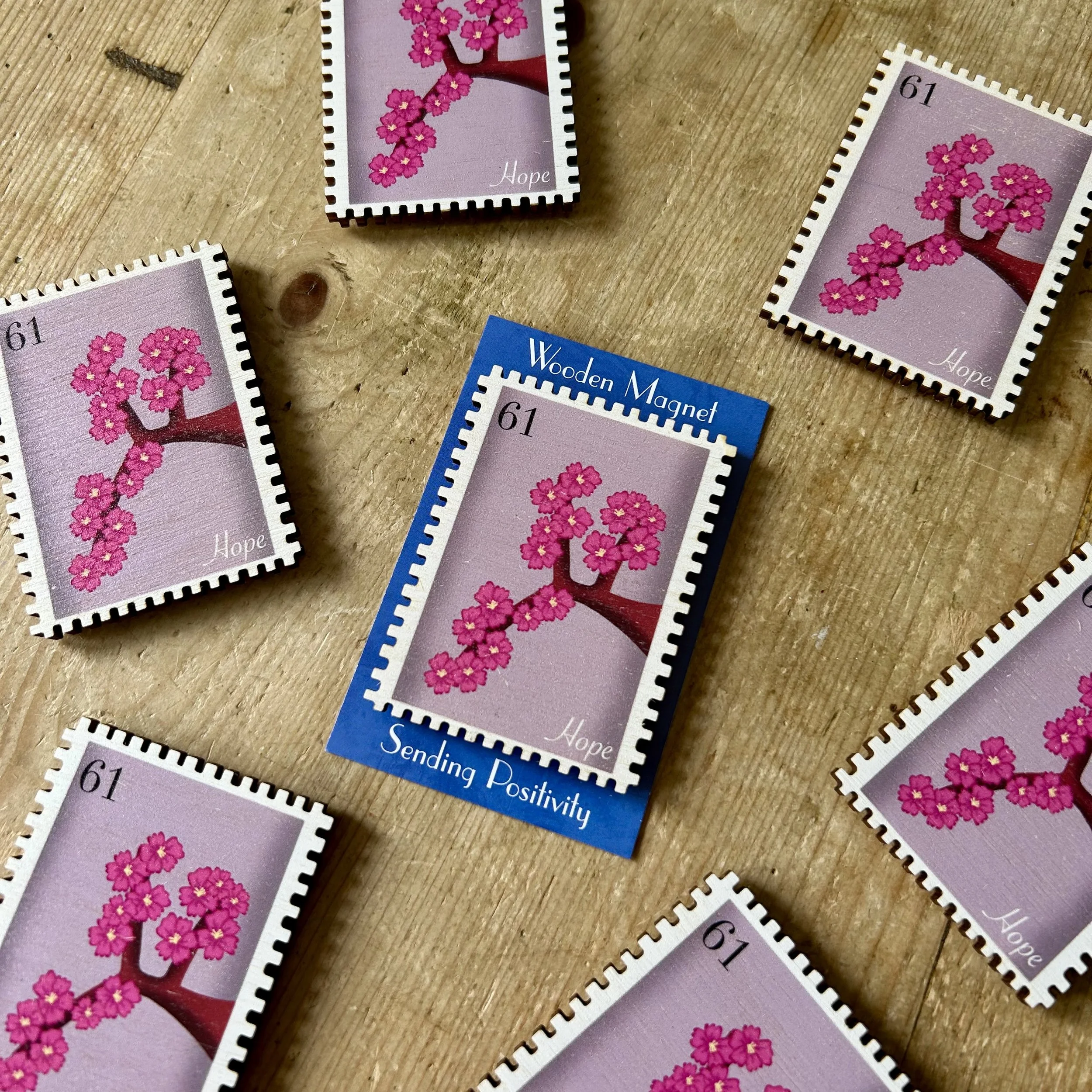 Hope Blossom Tree Wooden Stamp Magnet