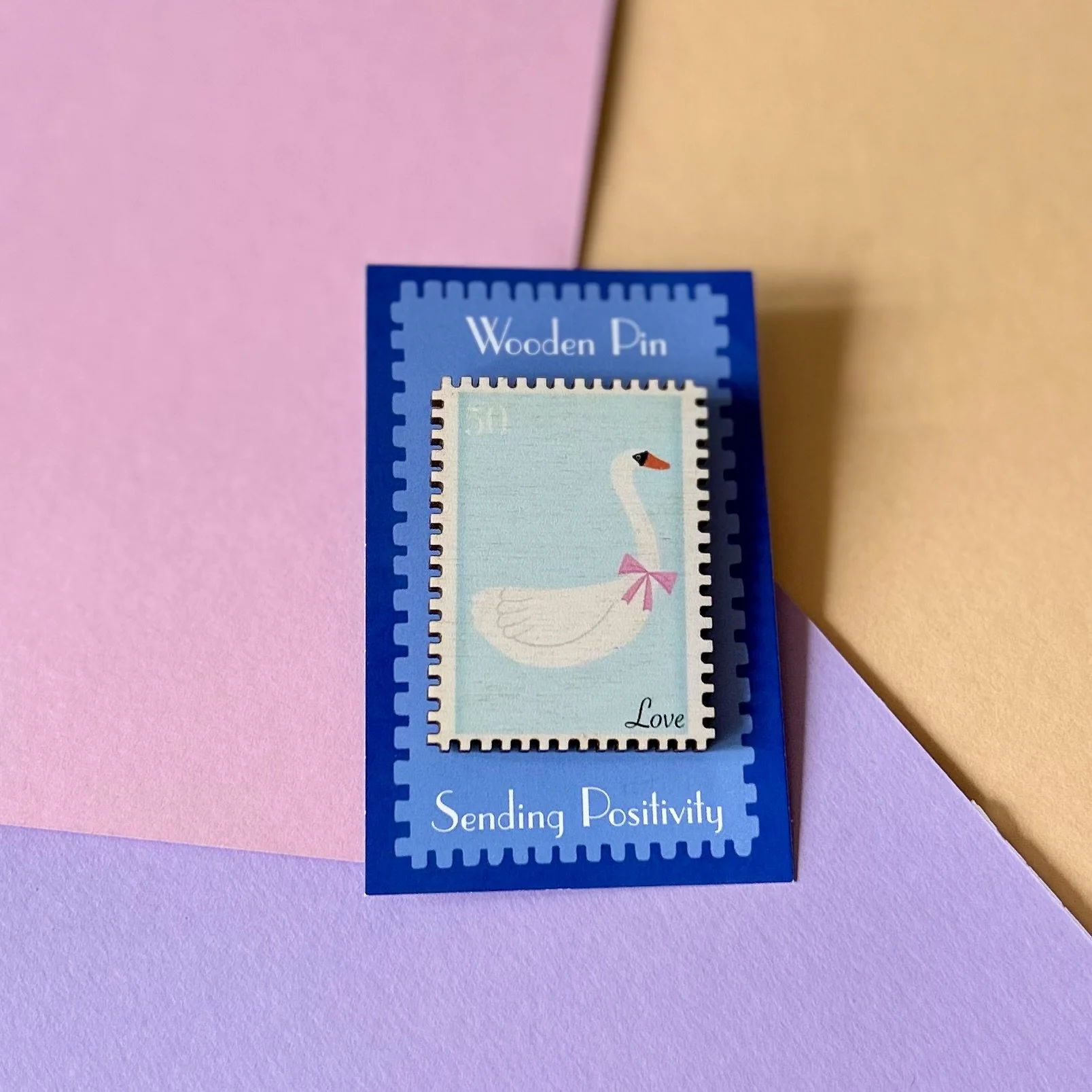 Love Swan Wooden Stamp Pin