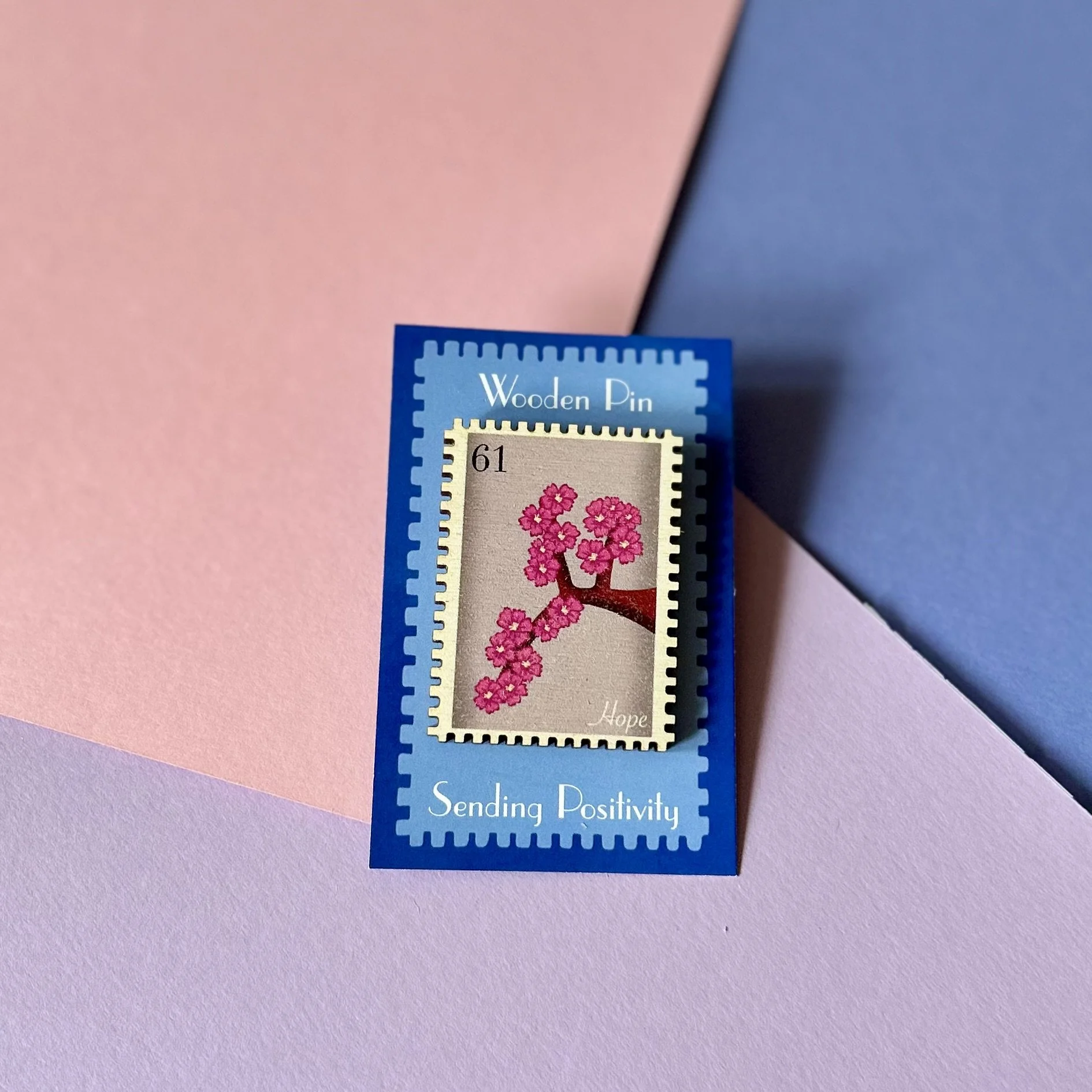 Hope Blossom Wooden Stamp Pin