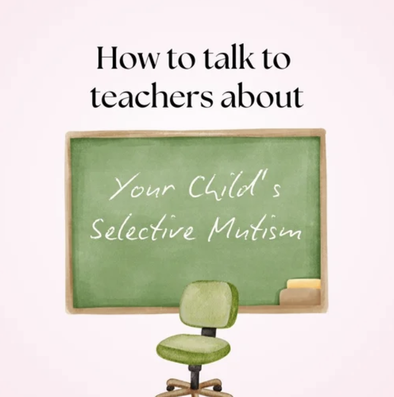 The image says "How to talk to teachers about your child's Selective Mutism". It is from the Bravery Grows Instagram account.