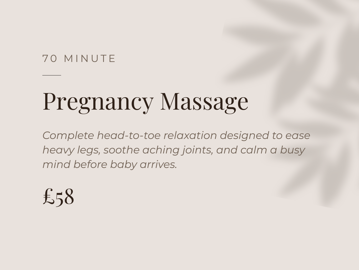 70 minute pregnancy massage in Crewe, Nantwich, Sandbach, Alsager and Stoke-on-Trent.
