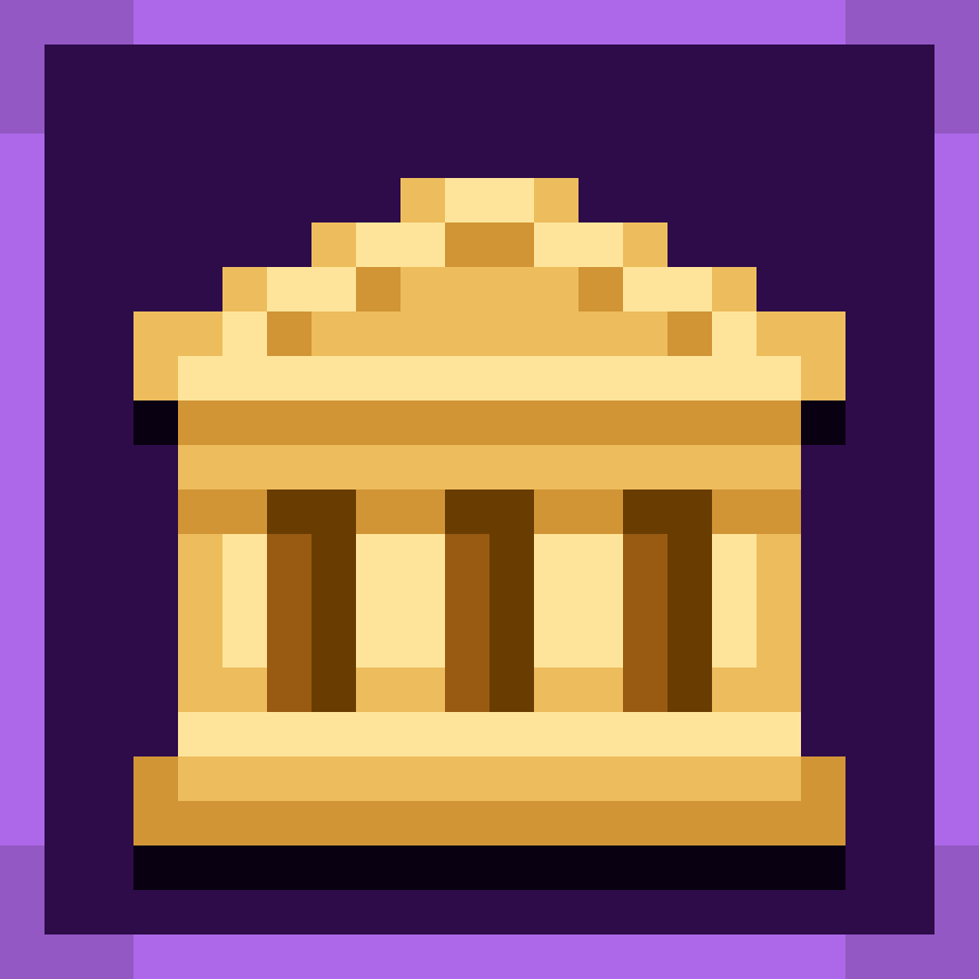 Pixel art of a treasure chest on a dark purple background.