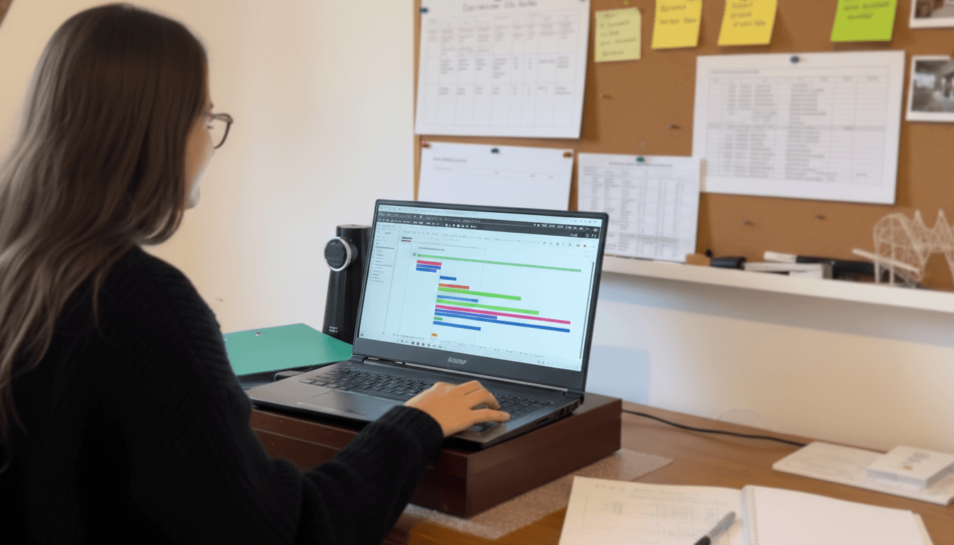 femme devant ordinateur gantt project