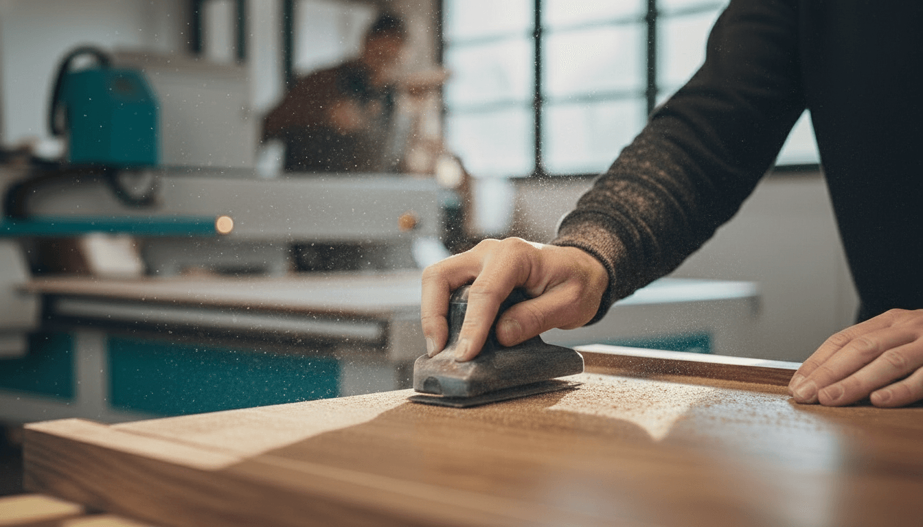 Artisans art gouge travail noyer CNC vue details