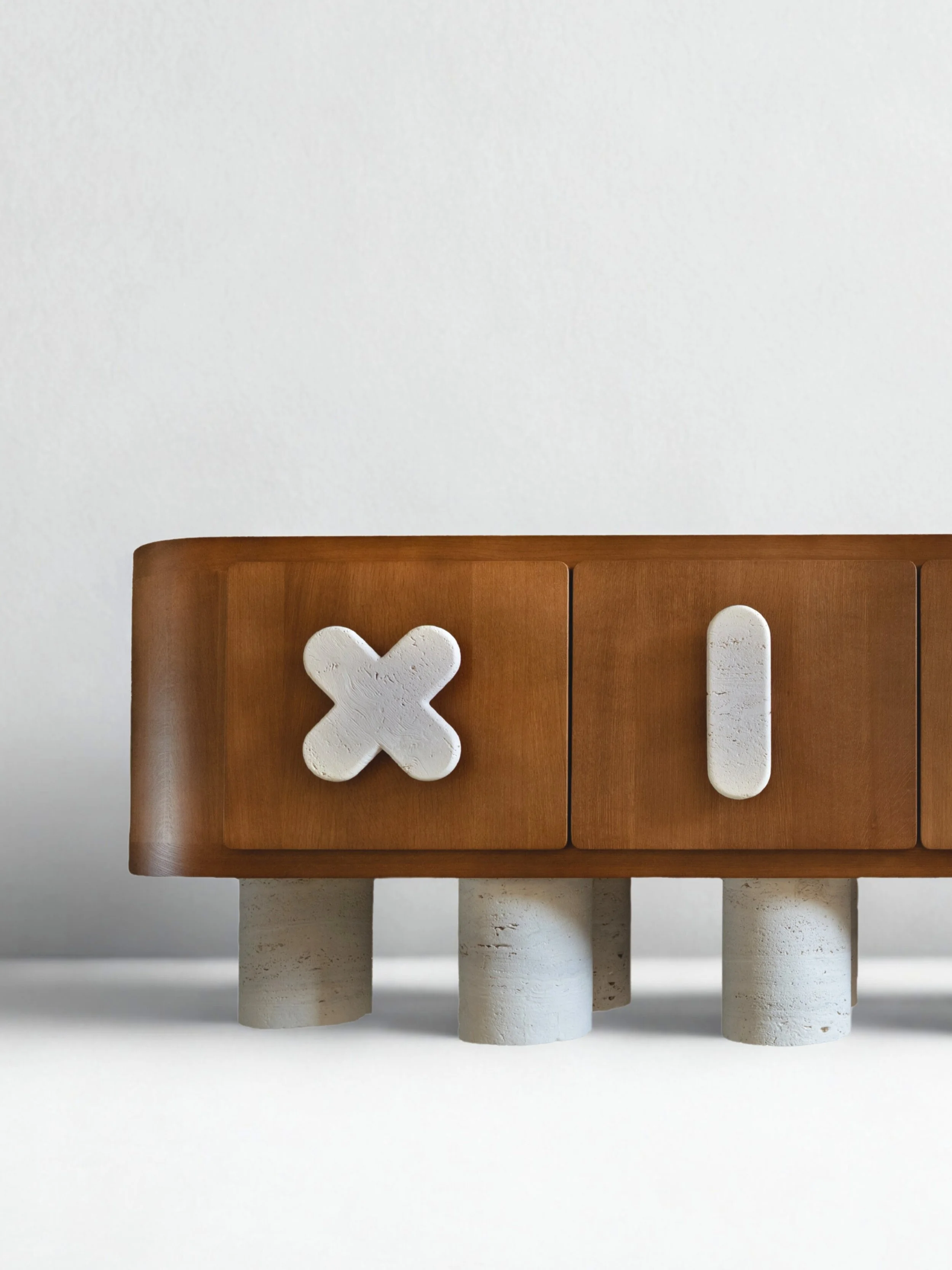 Enfilade chêne massif et travertin | Appartement 2