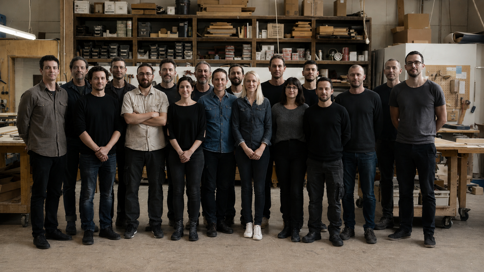 groupe d'artisans de face vue d'ensemble