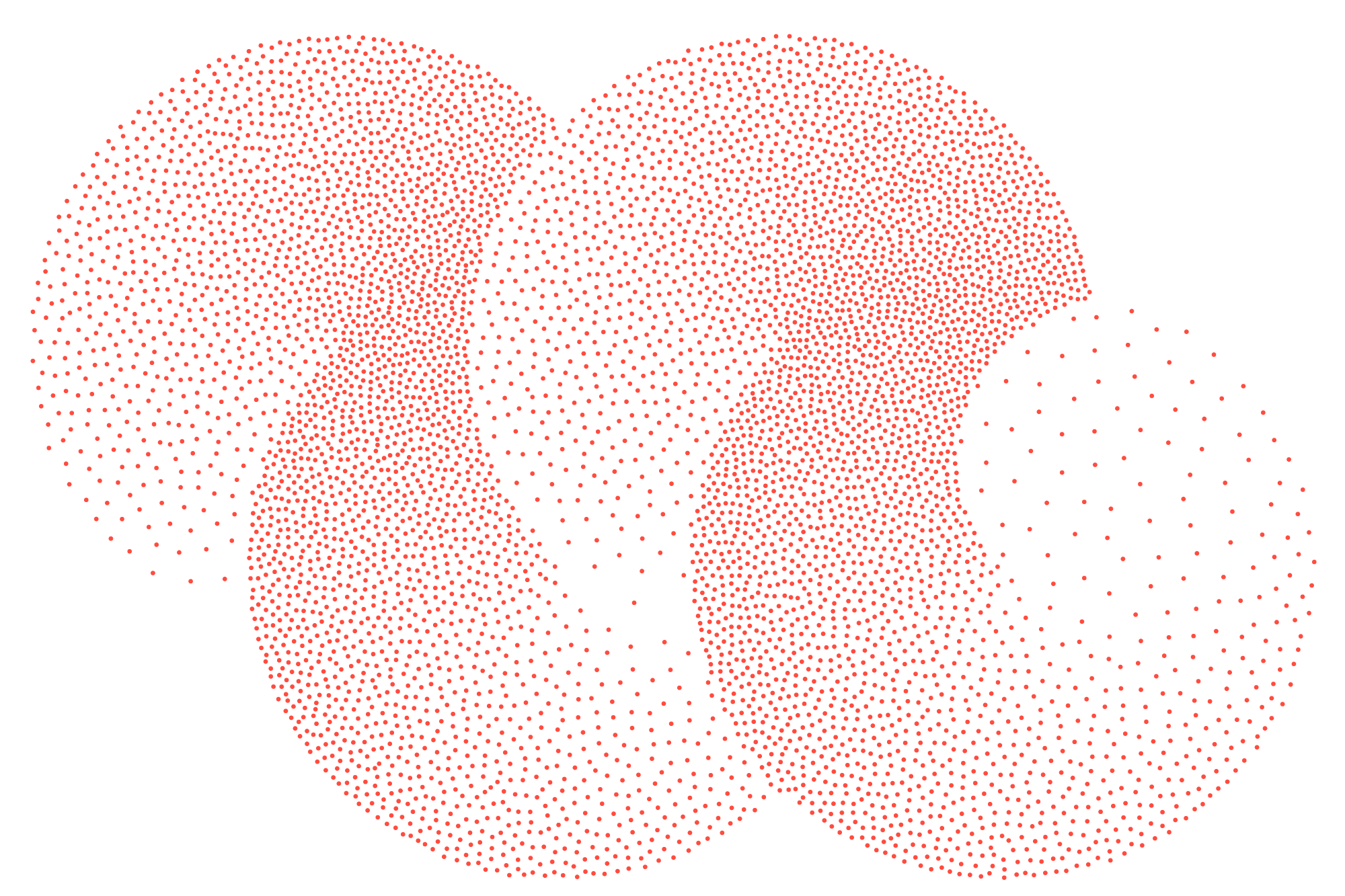 small red dots in circles, kleine rote Punkte in Kreisen angeordnet