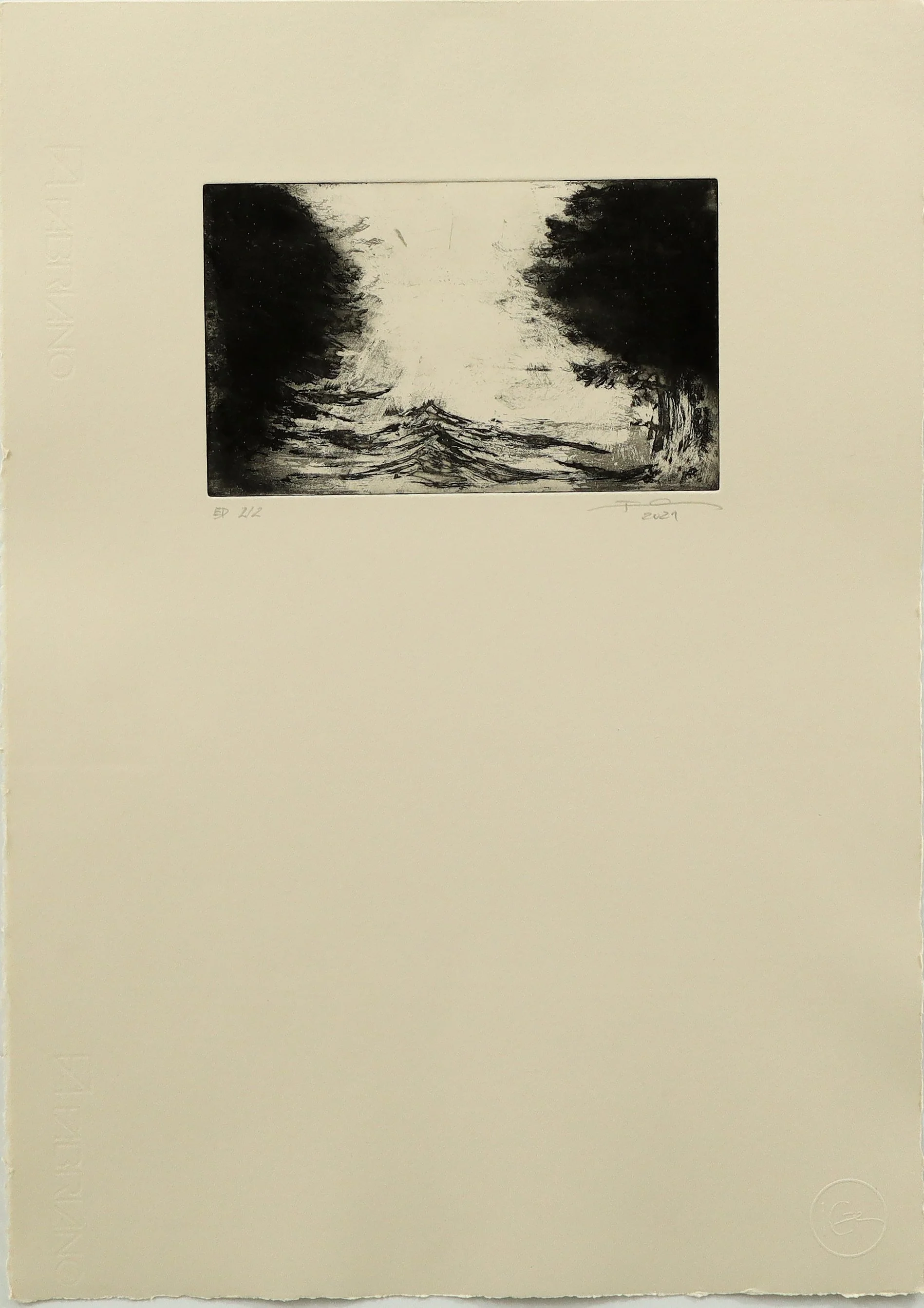 GRAVURA AGUAS TINTAS SÉRIE PAISAGENS ED 2 12X20 50X35 FRB