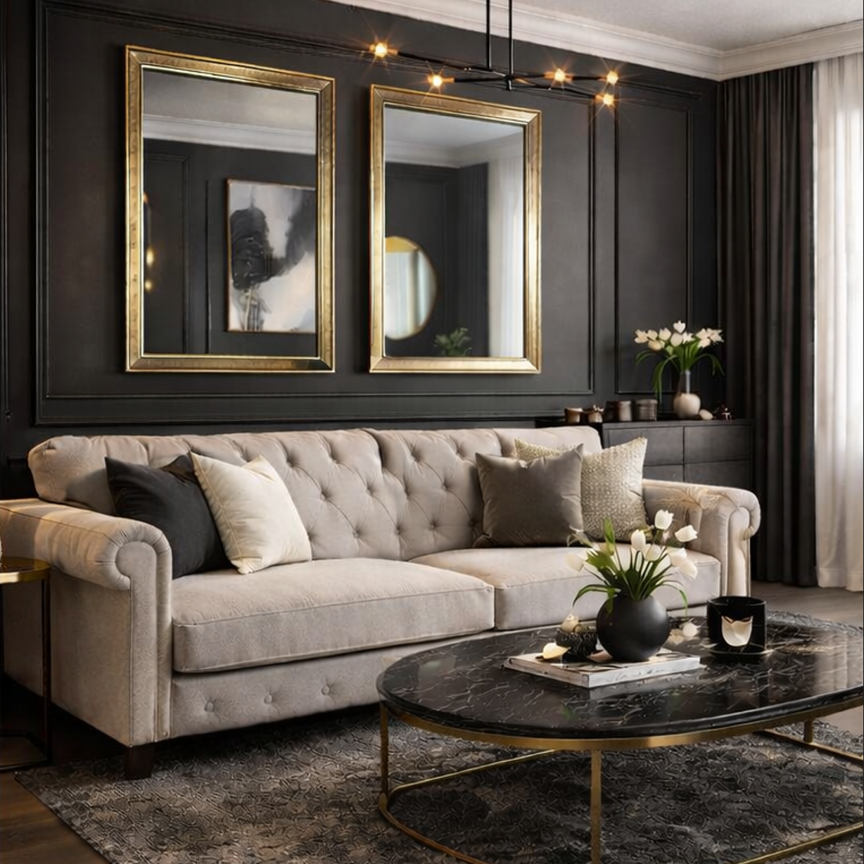 Professionally painted living room interior by A to B Decorators in North London, featuring high-quality wall finishes and detailed workmanship.